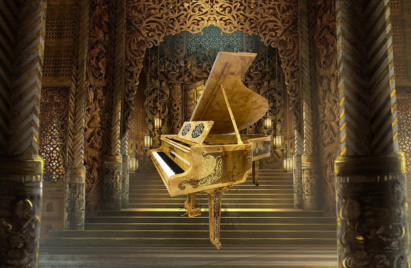 Steinway & Sons инкрустированный рояль Arabesque